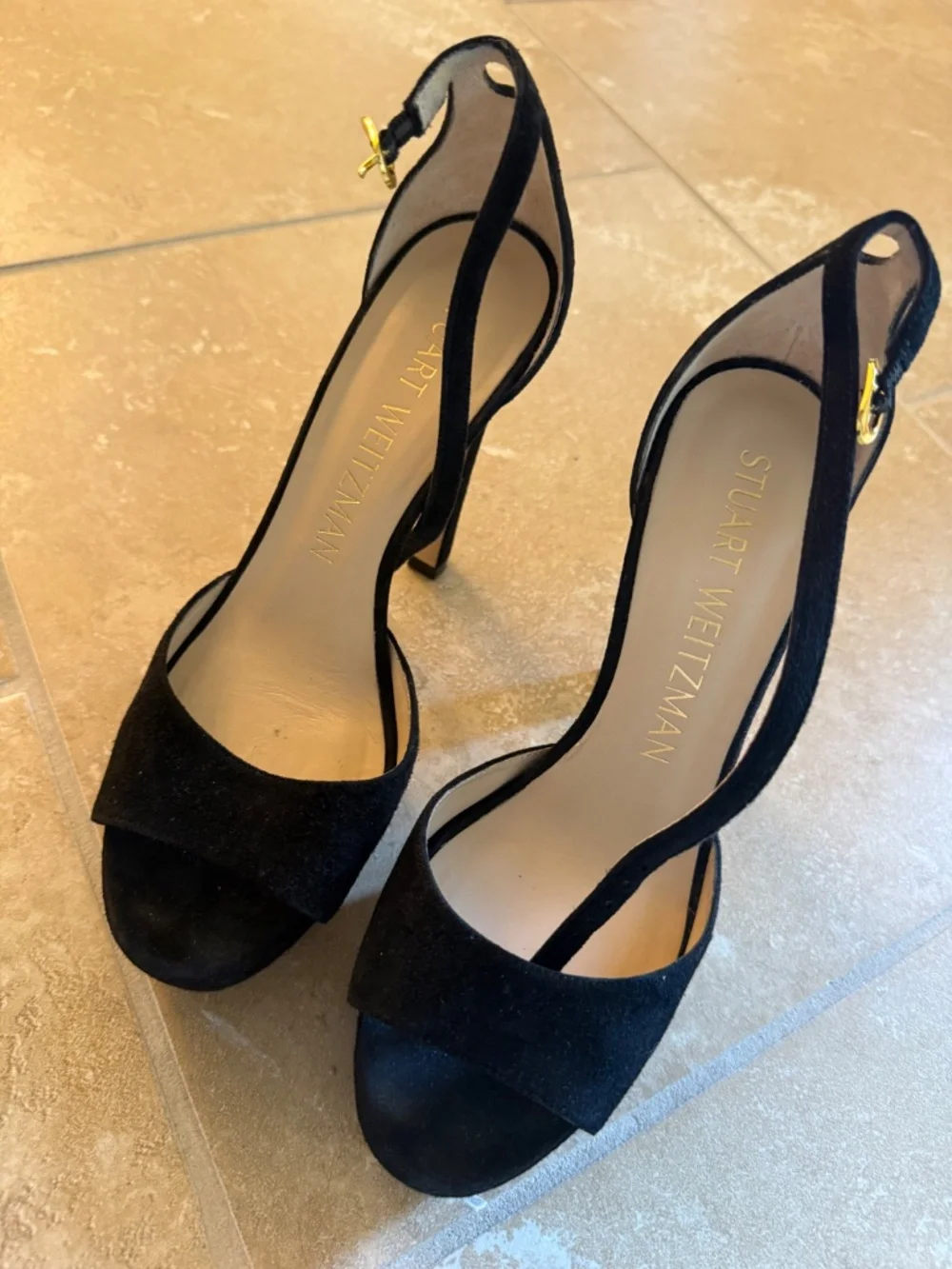STUART WEITZMAN Platform suede heels size 9 black